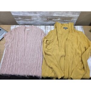 Marled Reunited Clothing Mustard Yellow Hooded Cardigan‎ Size L + Maurices